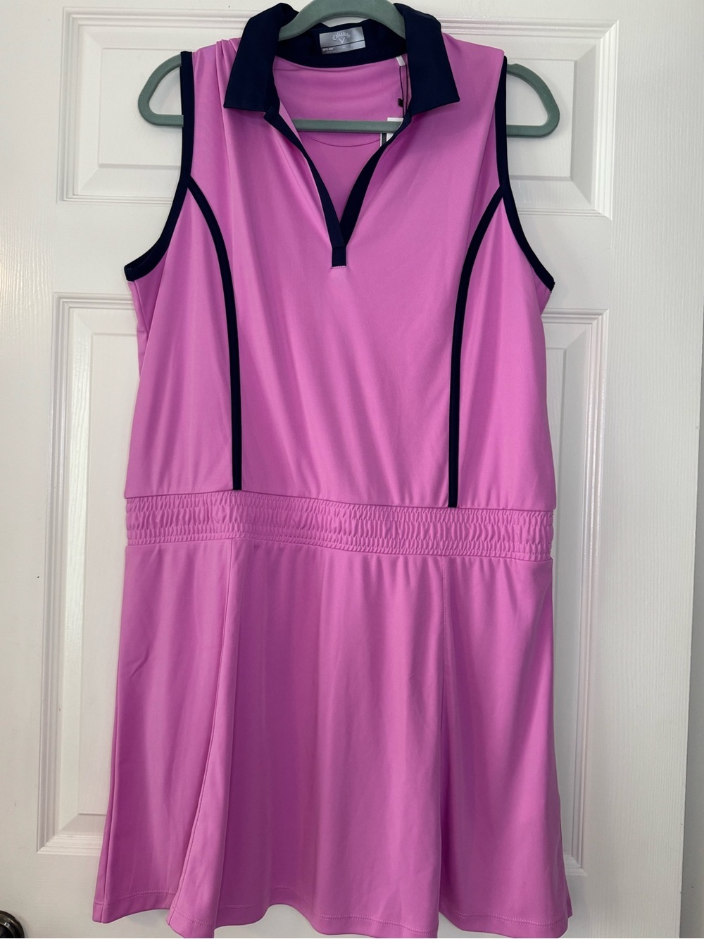 Callaway Pink Golf Dress with Navy Collar